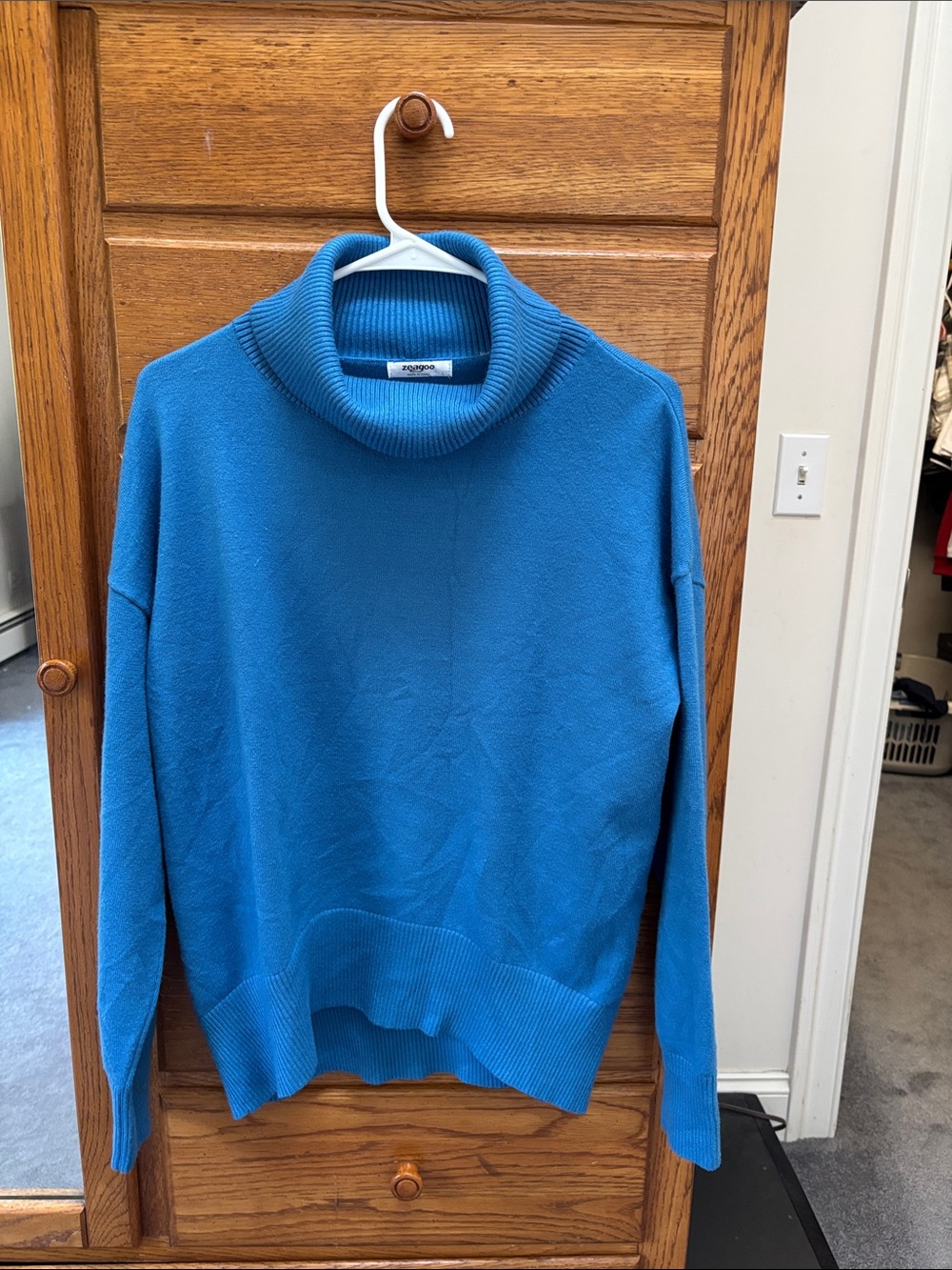 zeagoo Bright Blue Cowl Turtleneck Sweater